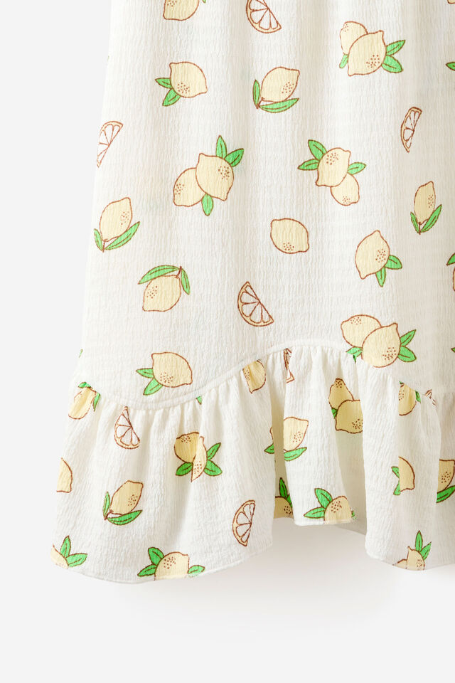 Hazel Scalloped Sleeveless Dress, VANILLA/LEMONS