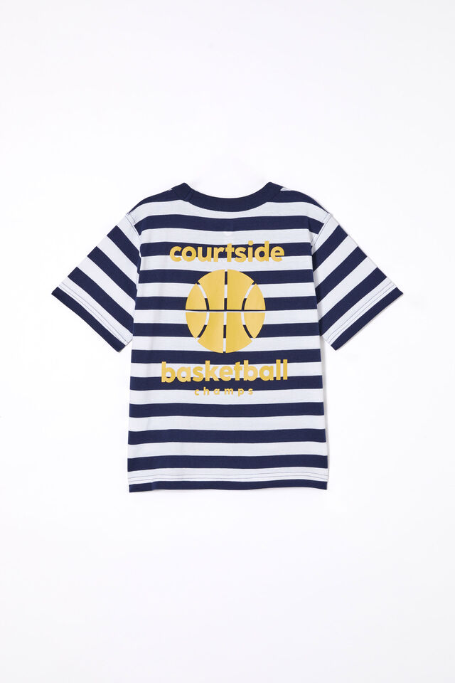 Jonny Short Sleeve Graphic Print Tee, IN THE NAVY/WHITE STRIPE BASKETBALL CHAMPS