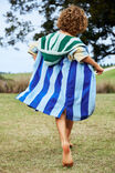 Kids Zip Thru Hooded Towel, HARBOUR BLUE/CONTRAST STRIPES - example image 2