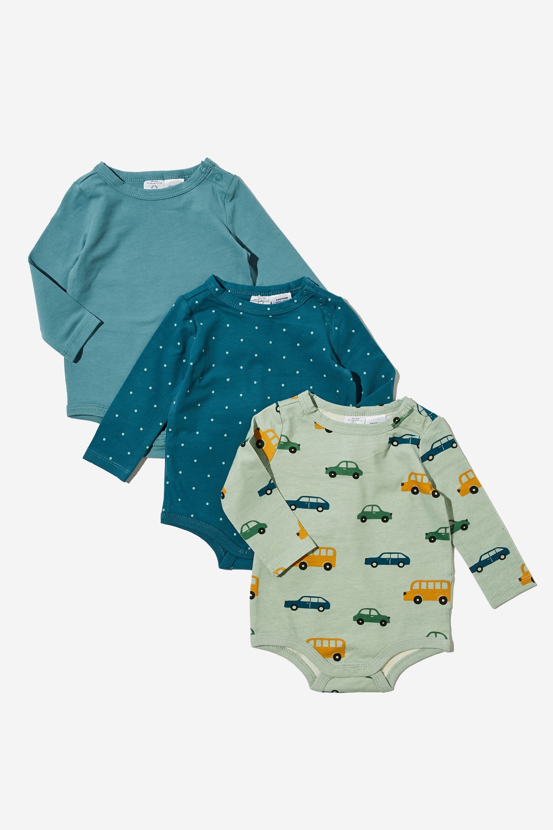 Baby All In Ones & Bodysuits | 3 Pack Long Sleeve Bubbysuits - JL11235