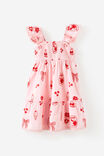Gigi Flutter Sleeve Dress, BALLET PINK/VARSITY RED MOTIFS - example image 2