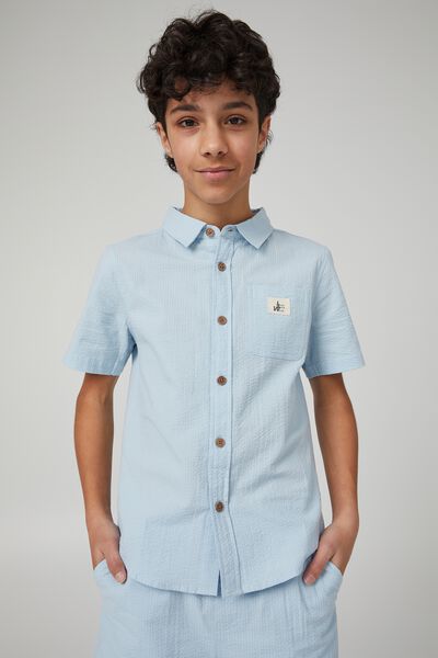 St Tropez Short Sleeve Shirt, FROSTY BLUE WASH/SEERSUCKER