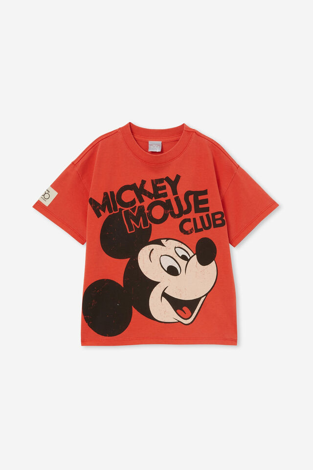 Disney Drop Shoulder Short Sleeve Tee, LCN DIS FLAME RED/MICKEY MOUSE CLUB