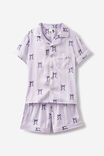 Casey Short Sleeve Pyjama Set, VINTAGE LILAC/STRIPE BOWS - alternate image 1
