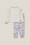 Willow Long Sleeve Flutter Pyjama Set Personalised, OATMEALE MARLE/QUINN BUNNY - alternate image 1