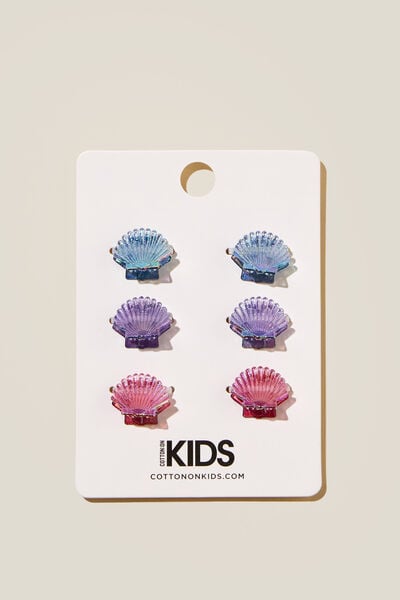 Claudette Claw Clips, BLUE/LILAC/PINK SHELLS