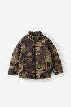 Arlo Padded Jacket, KAHKI GREEN CAMO/ VELVET CHERRY - example image 2
