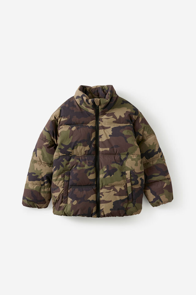 Arlo Padded Jacket, KAHKI GREEN CAMO/ VELVET CHERRY