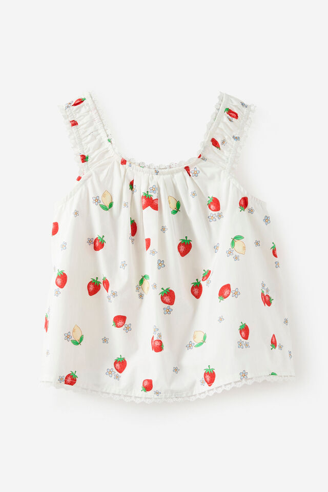 Gigi Babydoll Top, VANILLA/STRAWBERRY LEMONS
