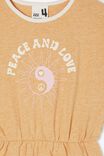 Sigrid Short Sleeve Dress, TUMERIC LATTE/PEACE AND LOVE