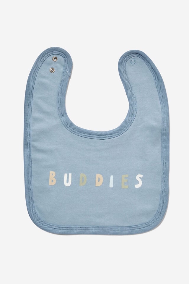 The Baby Bib, DUSTY BLUE/BUDDIES