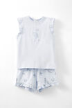 Stacey Flutter Short Sleeve Pyjama Set Licensed, LCN DIS MORNING BLUE/BALLET CINDERELLA - alternate image 1