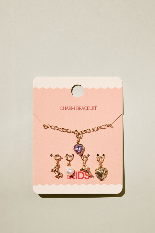 Kids Charm Bracelet Set, MAGICAL HEARTS/GOLDY