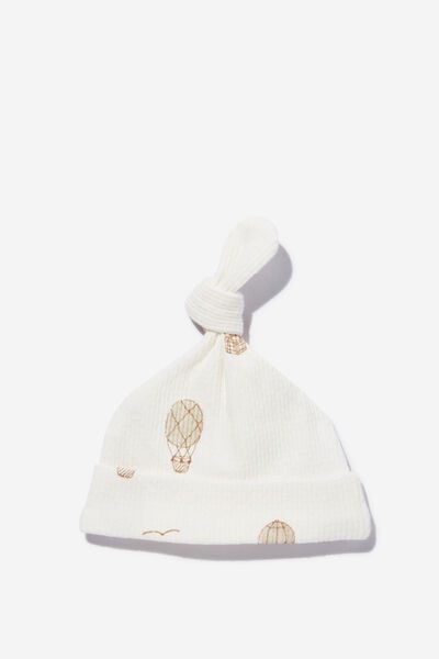 Gorro - Organic Pointelle Beanie, MILK/HOT AIR BALLOONS