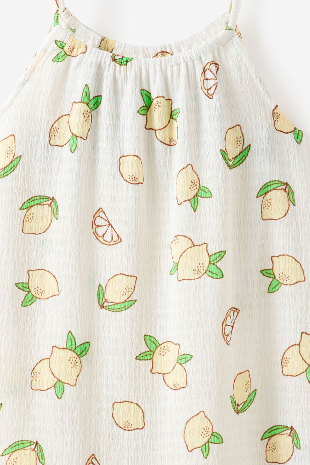 Hazel Scalloped Sleeveless Dress, VANILLA/LEMONS