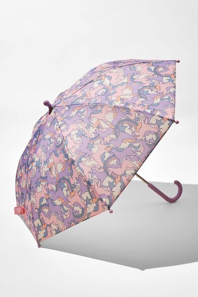 Kids Rainy Day Umbrella, BLUSH PINK/UNICORNS & RAINBOWS