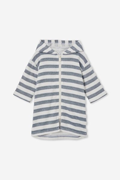 Baby Zip Through Hooded Towel, IN THE NAVY/WHITE STRIPE