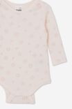 Organic Newborn Long Sleeve Bubbysuit, CRYSTAL PINK/VIVI FLORAL - alternate image 2