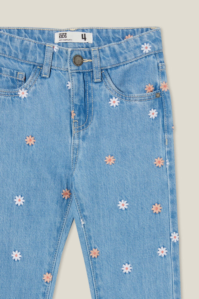 Calça - India Mom Jean, FADED VINTAGE WASH/FLORAL EMBROIDERY
