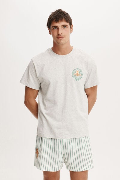 Blake Short Sleeve Pyjama Set, MALACHITE/GINGERBREAD STRIPE