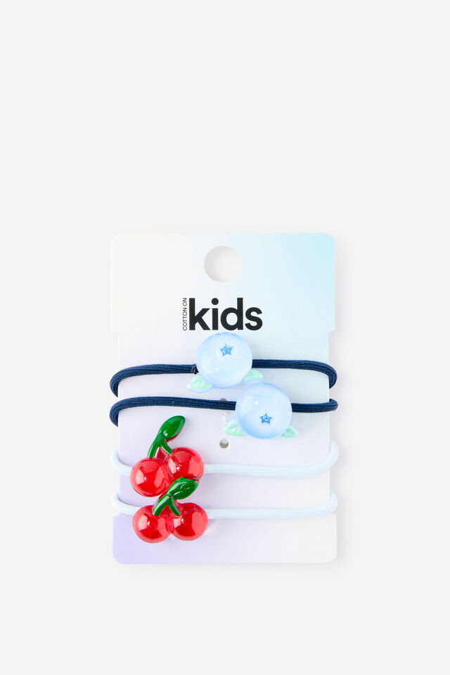 Kids Multi Pack Hair Ties, CHERRIES/BLUEBERRIES
