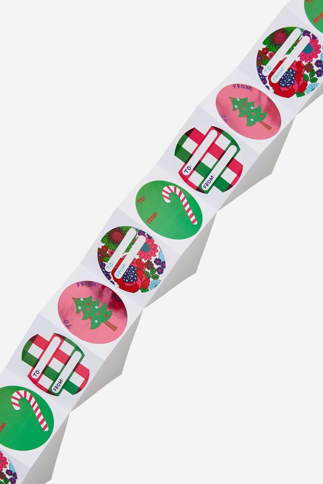 Christmas Wrap Stickers, LENNY FLORAL/CHECK