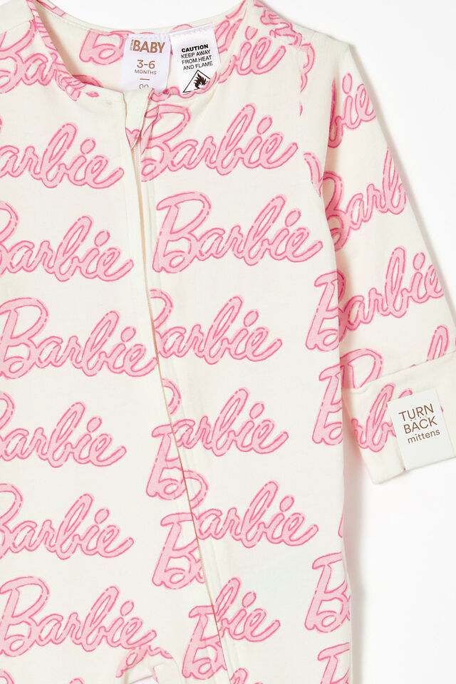 Barbie The Long Sleeve Zip Romper, LCN MAT VANILLA/BARBIE YARDAGE
