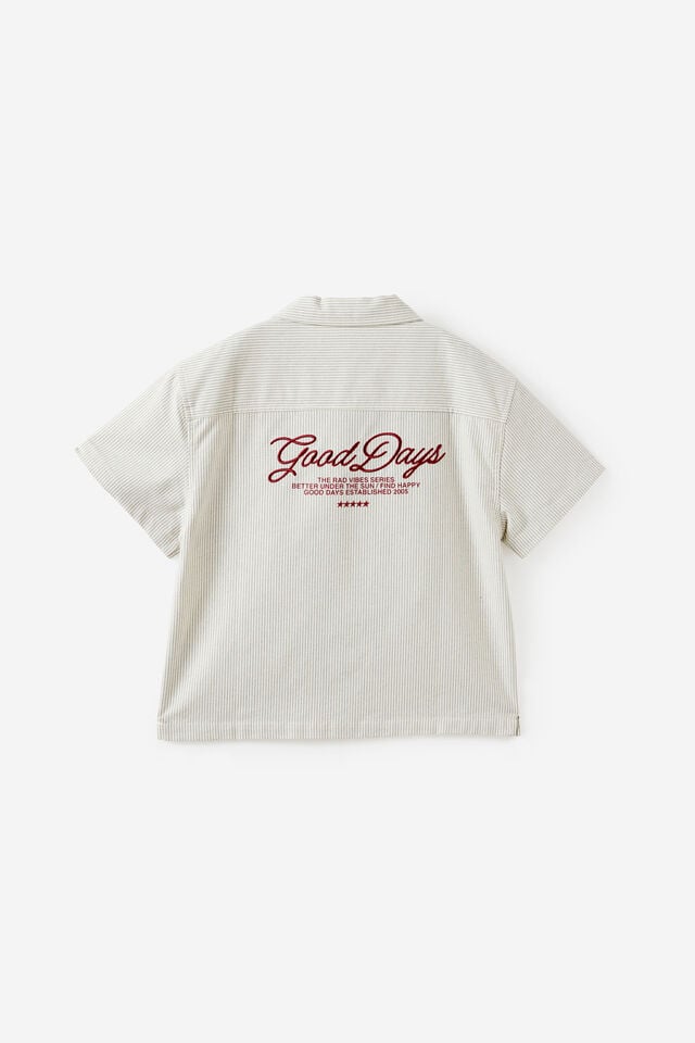 Jasper Boxy Skate Shirt, GREY/WHITE STRIPE GOOD DAYS