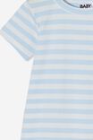 The Short Sleeve Romper, HANNAH STRIPE WHITE WATER BLUE/VANILLA - alternate image 2