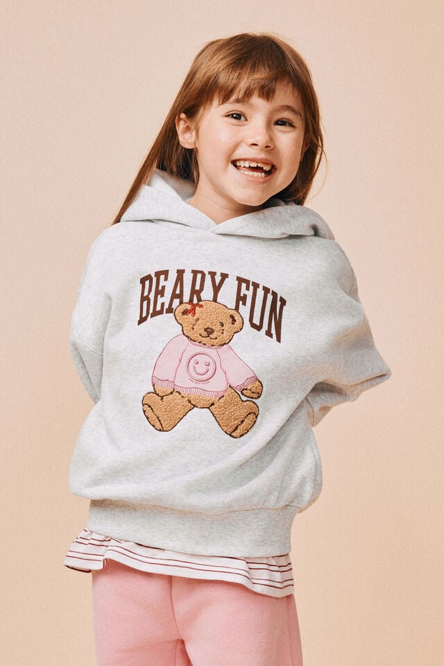 Sammy Oversized Hoodie, GREY MARLE/BEARY FUN DAY