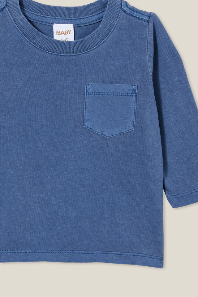 Camiseta - Jamie Long Sleeve Tee, PETTY BLUE WASH WITH POCKET