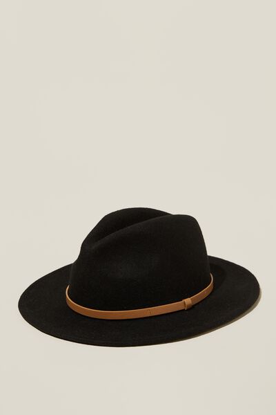 Kids Wide Brim Hat, BLACK/TAN