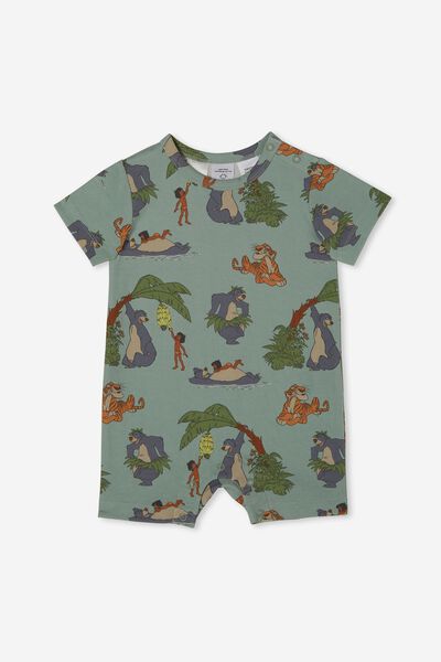 The Short Sleeve Romper License, LCN DIS STONE GREEN/THE JUNGLE BOOK