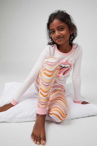 Natalie Long Sleeve Pyjama Set Licensed, LCN BRA ROLLING STONES DAISY TONGUE/CRYSTAL P