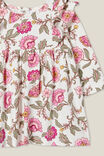 Mandy Long Sleeve Ruffle Dress, VANILLA/BLUSH PINK FOLKIE FLORAL - alternate image 2