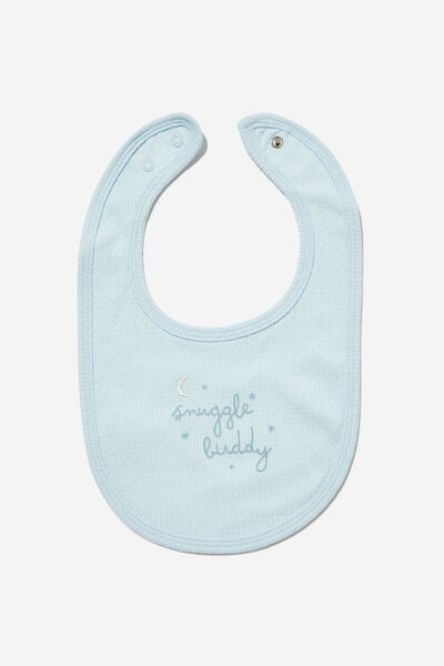 Organic Pointelle Bib, WHITE WATER BLUE/CLOUDS