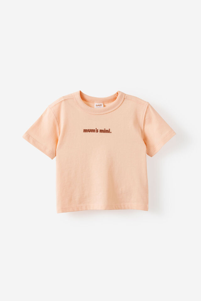 Baby Essential Short Sleeve Graphic Tee, APRICOT MIST/MUM S MINI