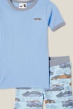 Tyler Short Sleeve Pyjama Set, DUSK BLUE/FAST CARS - alternate image 2