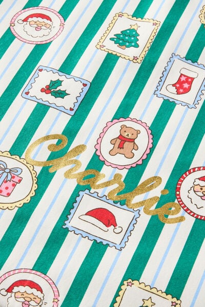 Santa Sack Family Xmas Personalised, ENGLISH IVY/SANTA STAMP