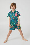 Riley Kids Unisex Short Sleeve Pyjama Set, PINE TREE GREEN/FALALA XMAS LIGHTS - alternate image 2