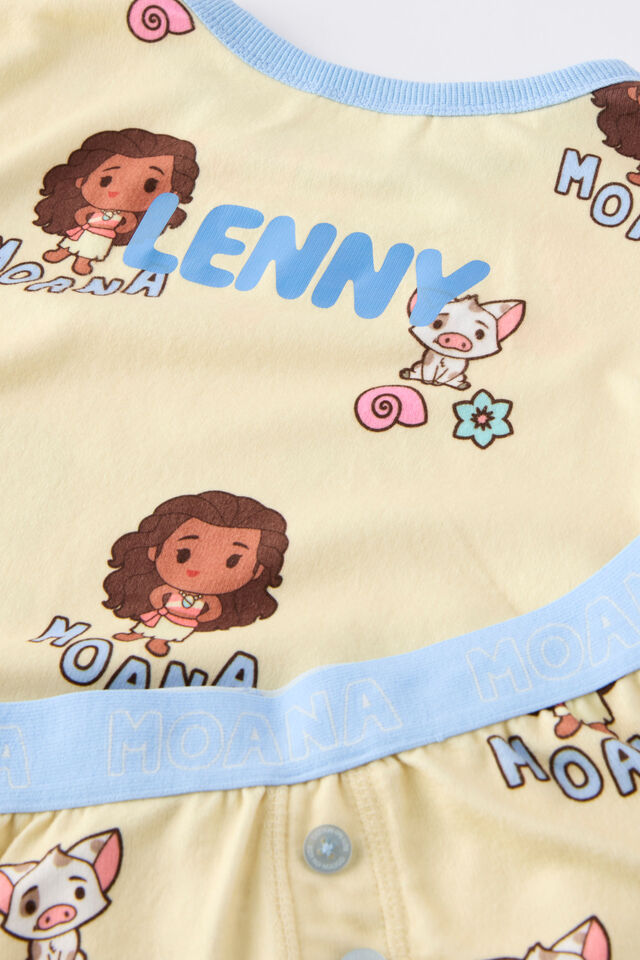 Moana Disney Personalised Snoozesoft Short Sleeve Pj Set, LCN DIS BUTTER YELLOW/MOANA AND PUA
