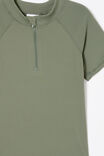 Flynn Short Sleeve Zip Thru Rash Vest, SWAG GREEN/RIB - alternate image 2