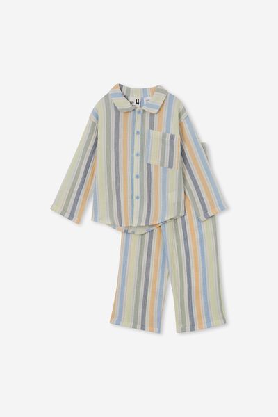 Austin Long Sleeve Pyjama Set, MULTI/DUSK BLUE STRIPE