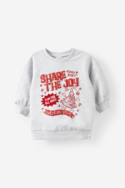Baby Sweater, CLOUD MARLE/XMAS SHARE THE JOY