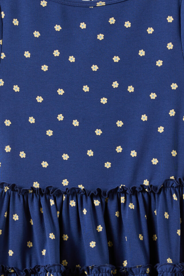 Boat Neck Short Sleeve Dress, DENIM NAVY/FLORAL