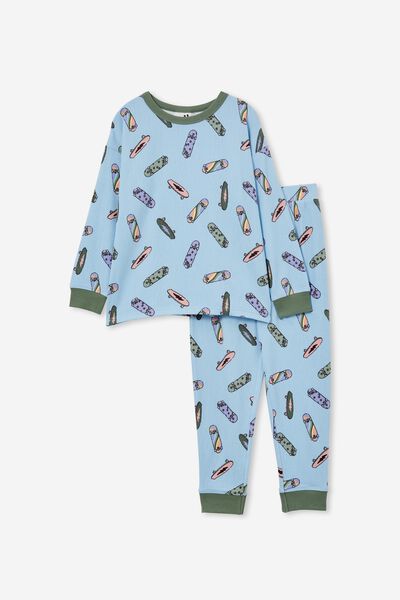 Chuck Long Sleeve Pyjama Set, SKY HAZE/SKATEBOARDS