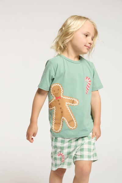 Jordan Short Sleeve Pyjama Set, MALACHITE/GINGERBREAD GINGHAM