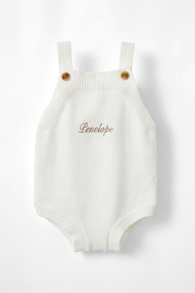 Organic Knit Bubbbysuit - Personalised, MILK