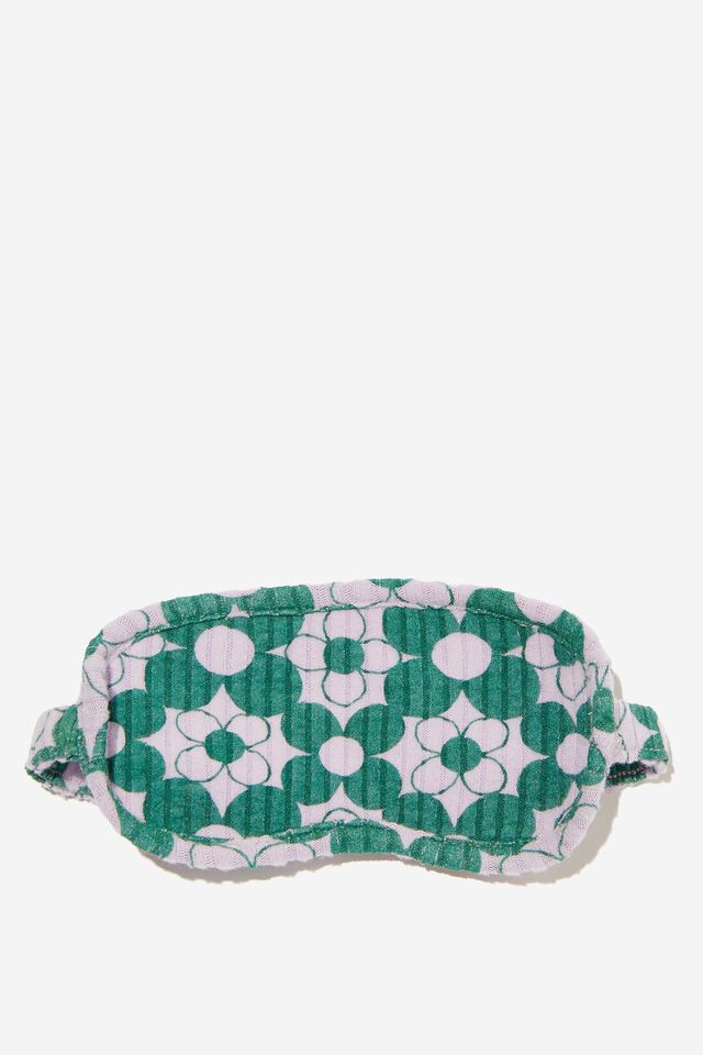 Kids Eye Mask, TURTLE GREEN FLOWER QUILTED