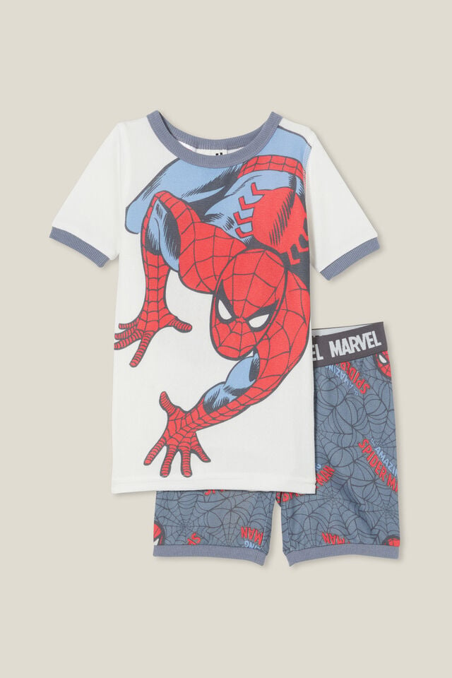 Sawyer Super Soft Short Sleeve Pyjama Set License, LCN MAR VANILLA/SPIDERMAN CRAWL